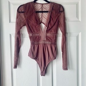 Long-sleeve v-neck body suit